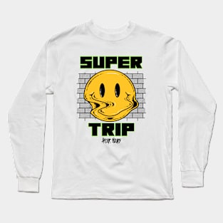 Trippy Happy Face Psychedelic Long Sleeve T-Shirt